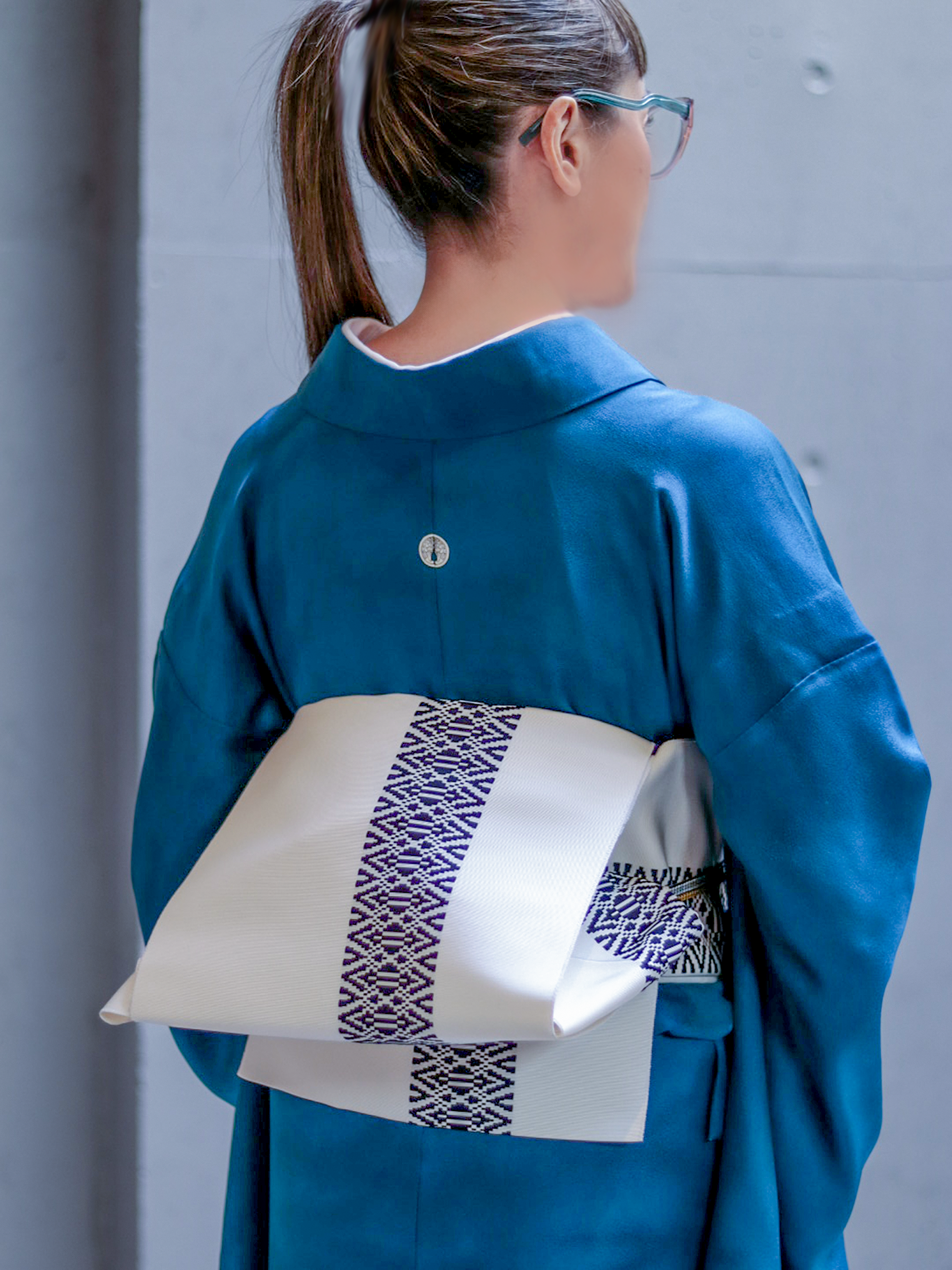 名古屋帯｜八寸｜一本独鈷｜白黒 ｜西村織物｜博多織｜お仕立て代込み