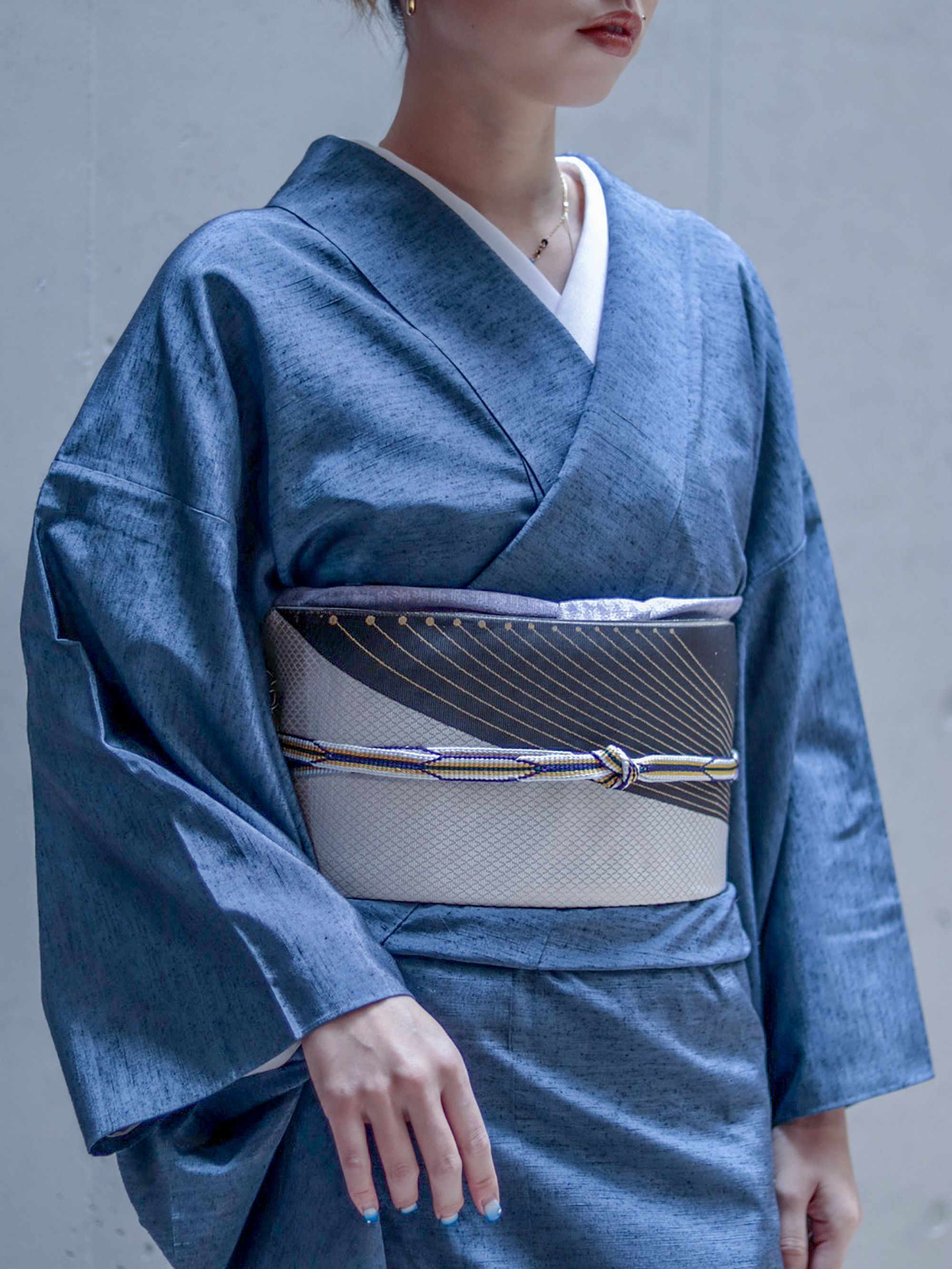 Juyo Tsumugi Hibiki Blue: Yonezawa weave | Pure silk | Single layer | Double layer