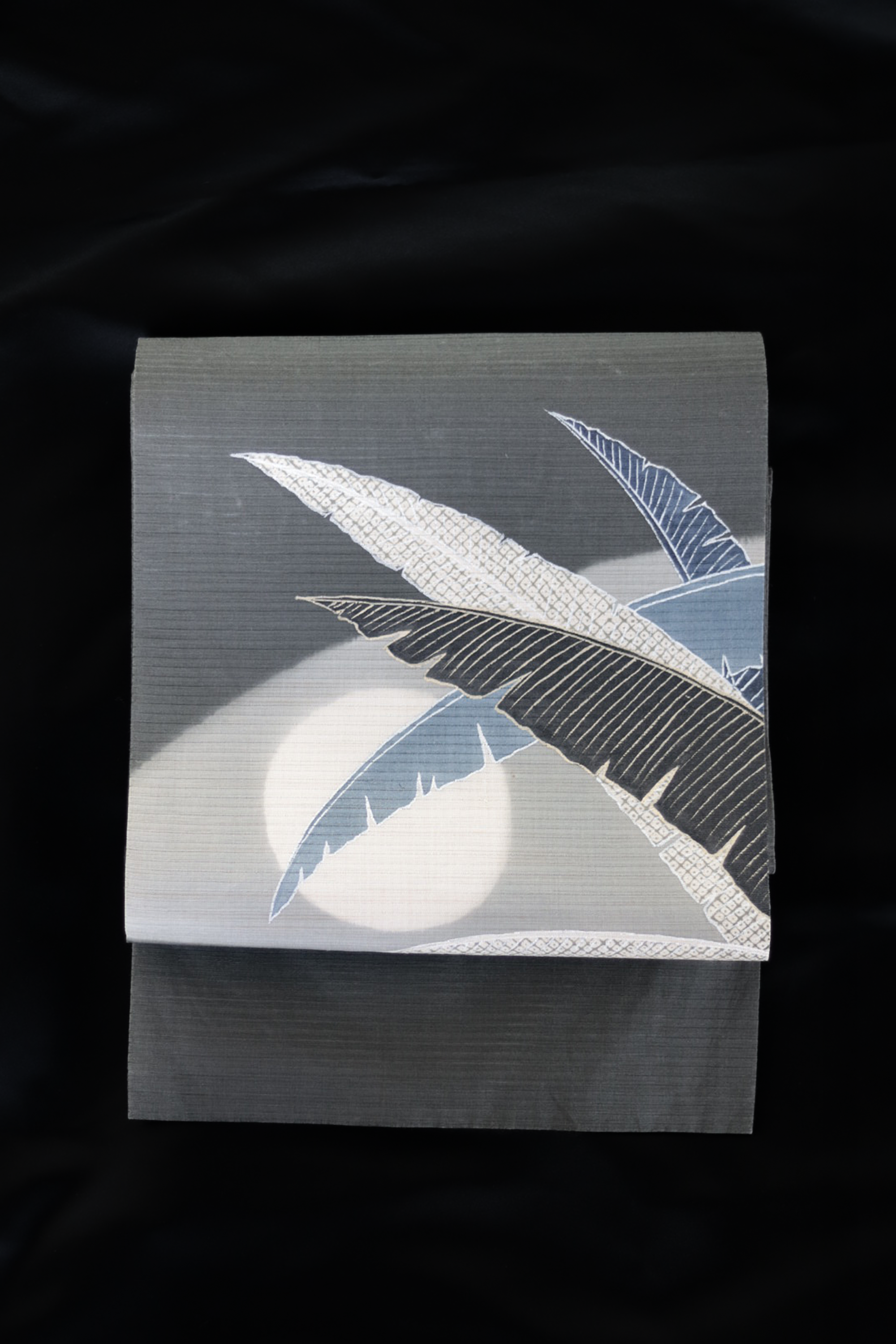 名古屋帯｜月と芭蕉 墨黒｜竺仙｜セカンドハンド