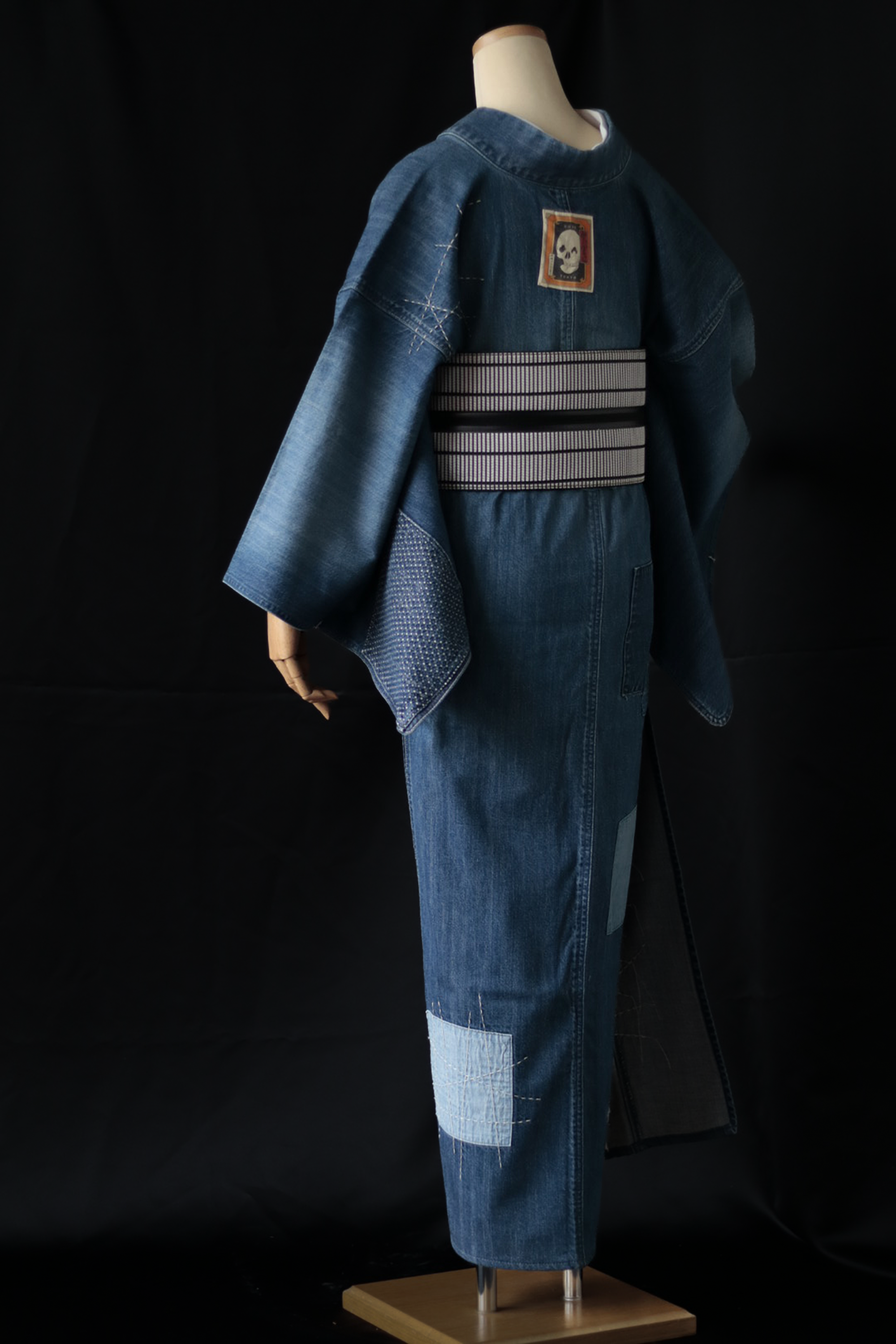 デニム着物｜パッチワーク 対丈M｜KAPUKI｜セカンドハンド