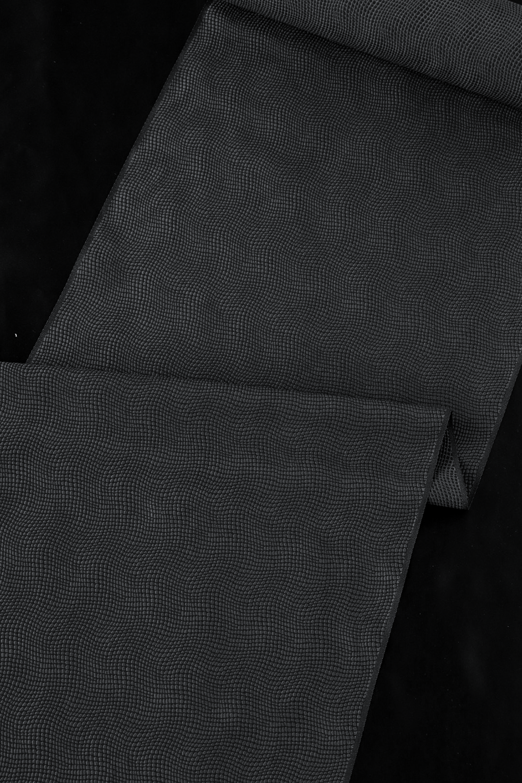 着物｜洗えるお召し｜ala elle  クロコダイル小 黒×黒｜ワタマサ｜正絹