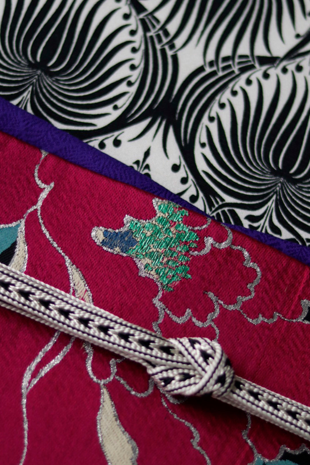 名古屋帯｜黒地 牡丹柄 織｜Wing｜アンティーク