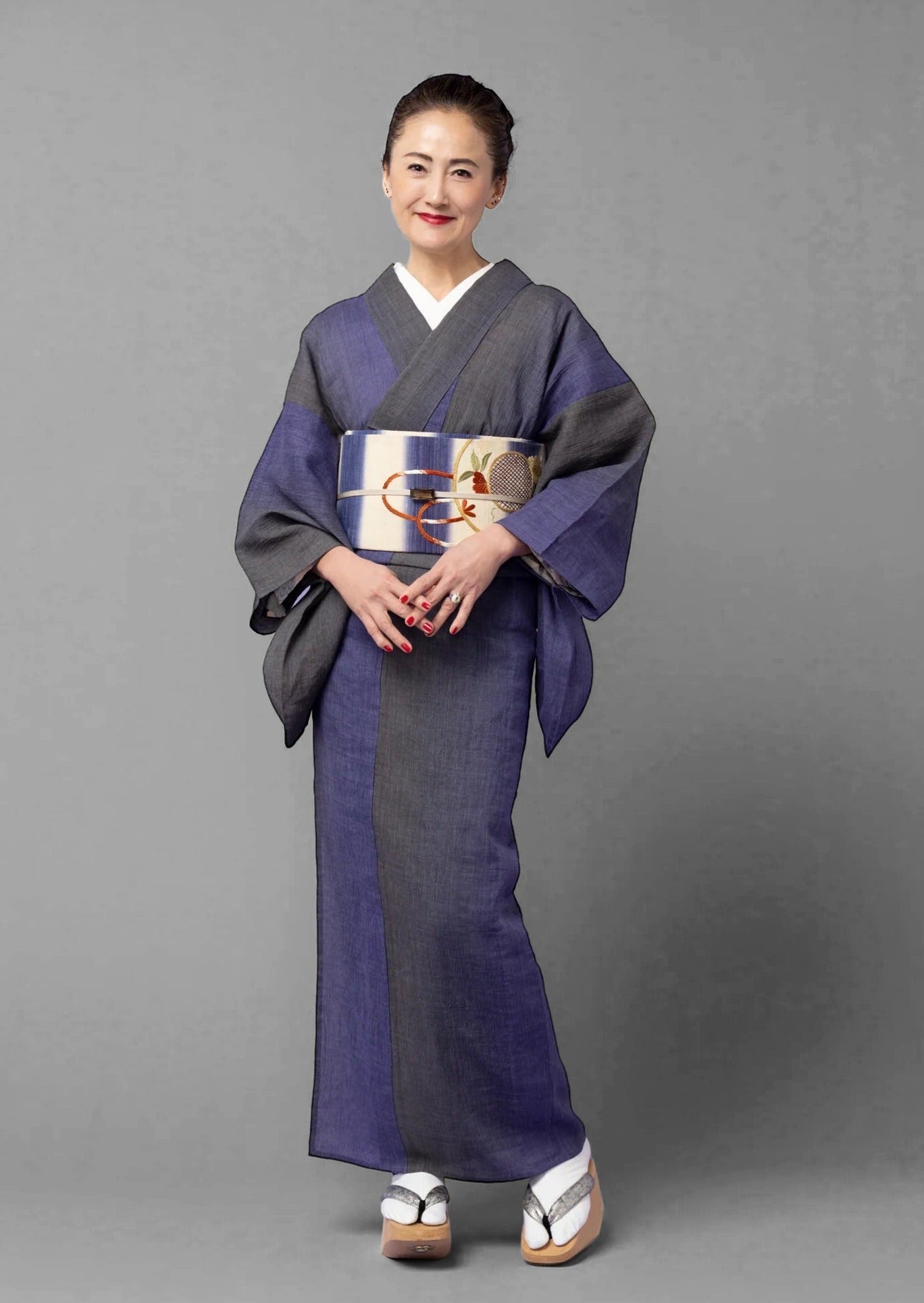 Fabric SLADKY Gradient Omi Chijimi "Gray Purple"