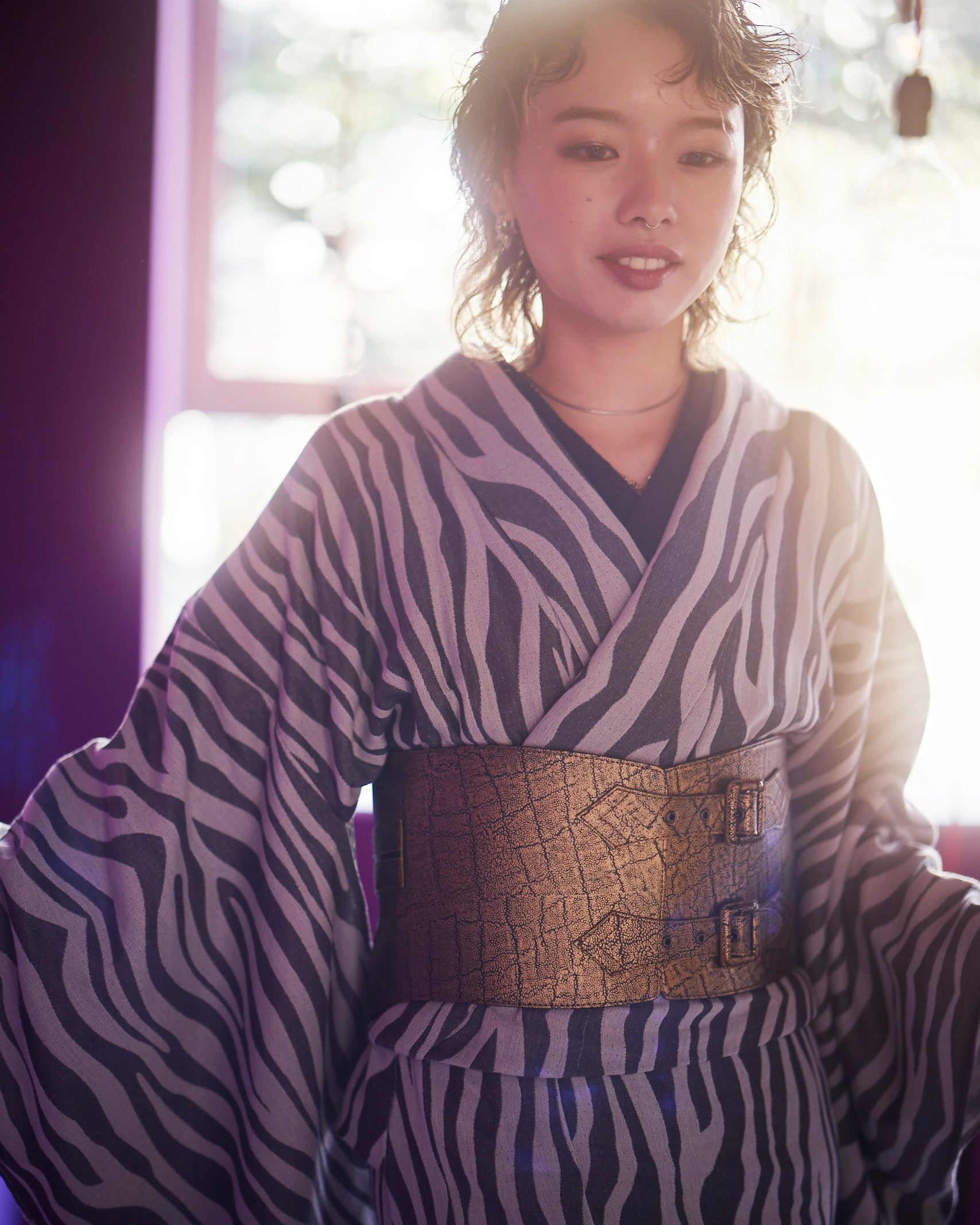 Zebra Gray: Rice Ori Komon | Cotton | Kimono | Single Clothes