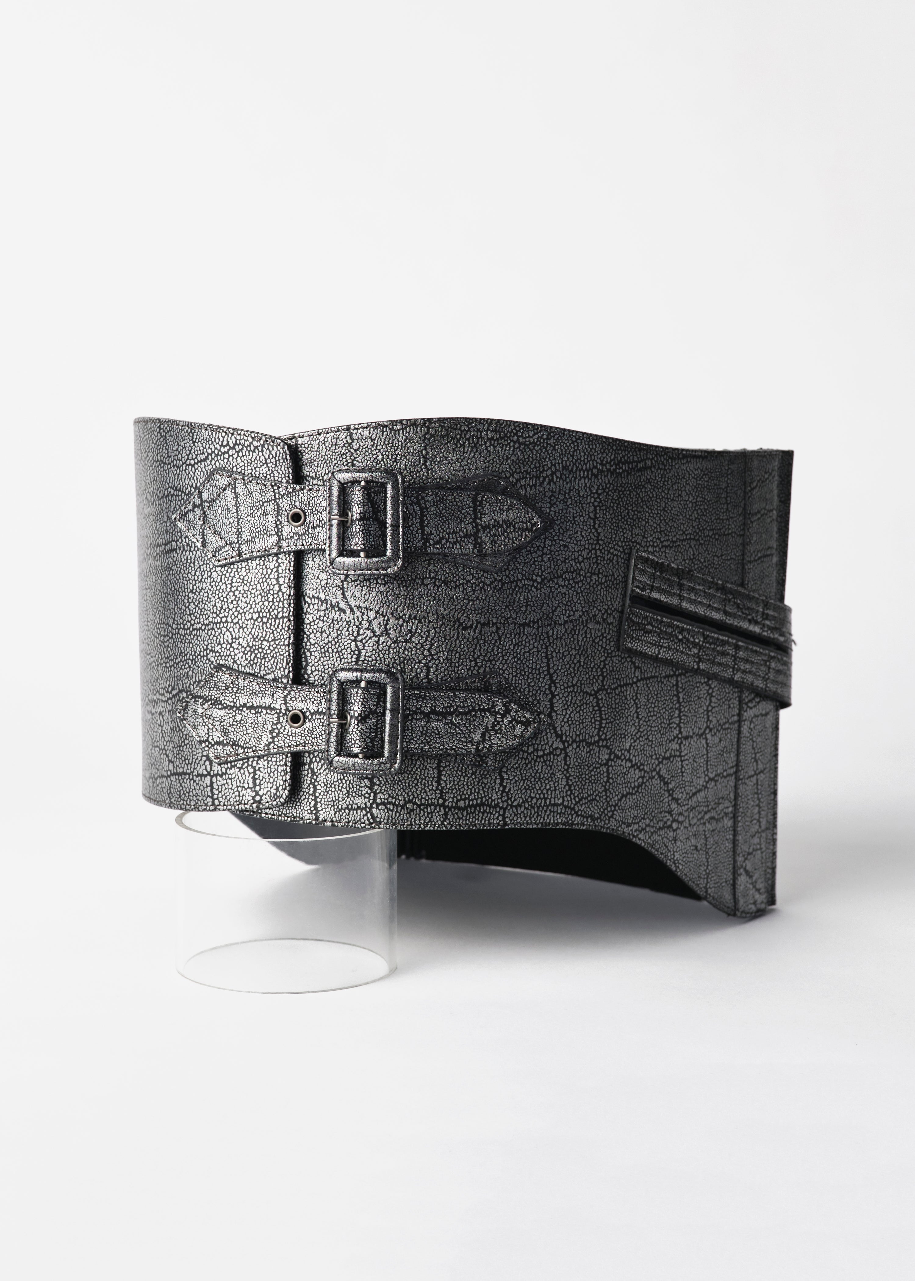 [Immediate delivery available] Leather obi belt "Elephant Silver"