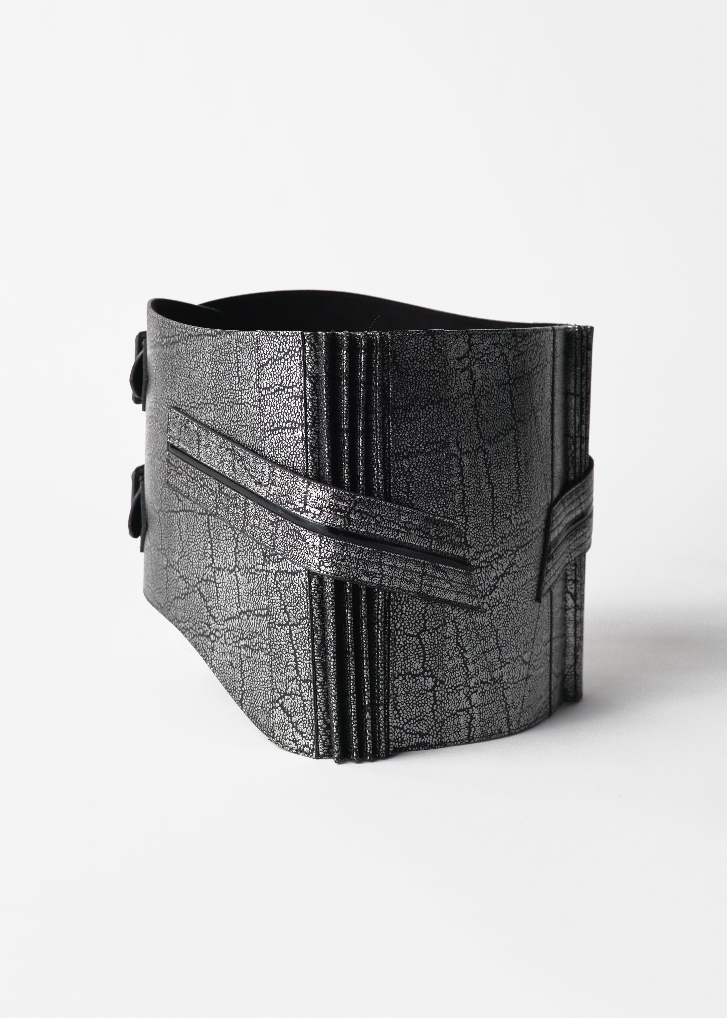 Obi belt "Elephant Silver" Leather [Immediate delivery available]