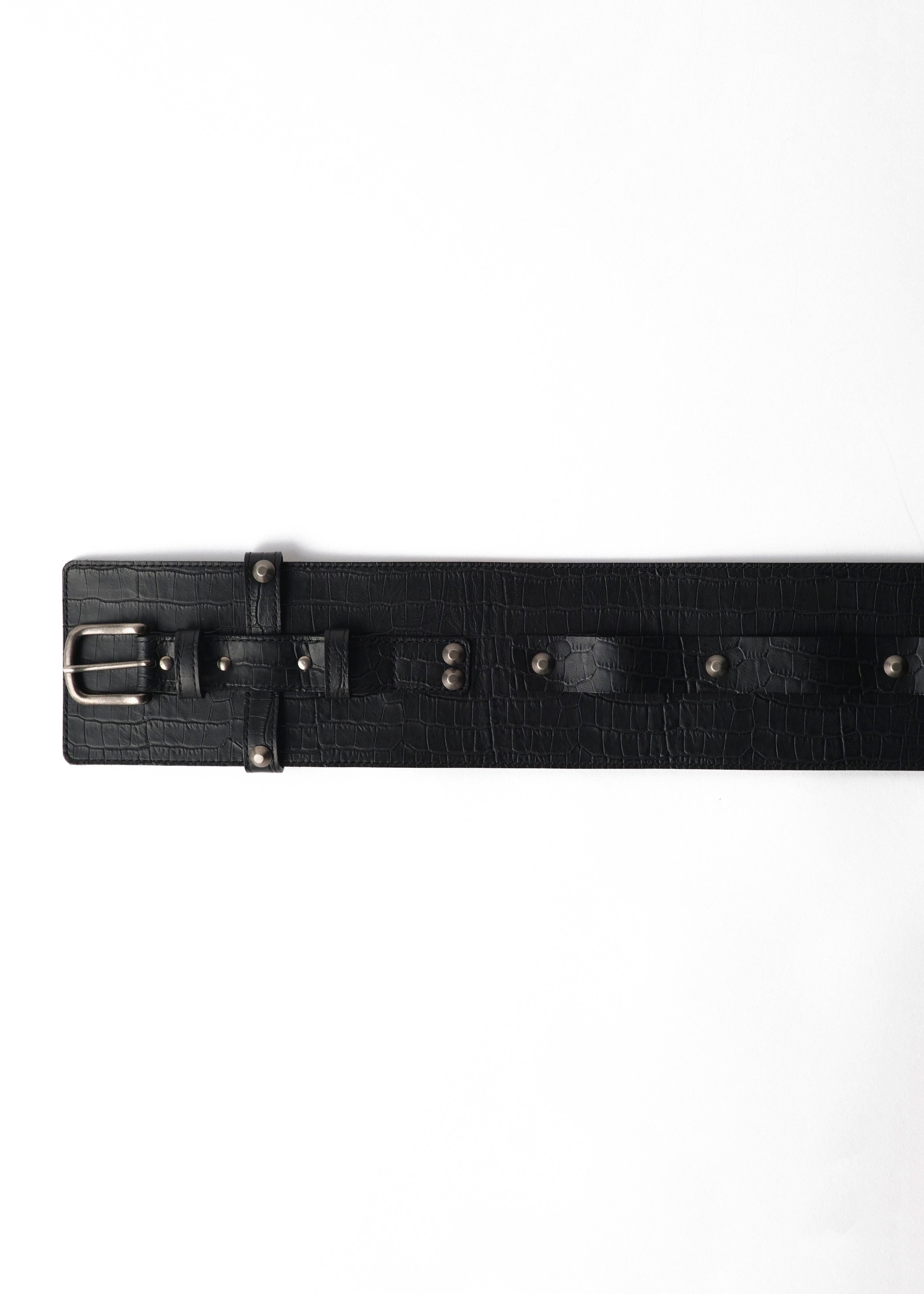 Croco Black: Men's obi belt | Leather type