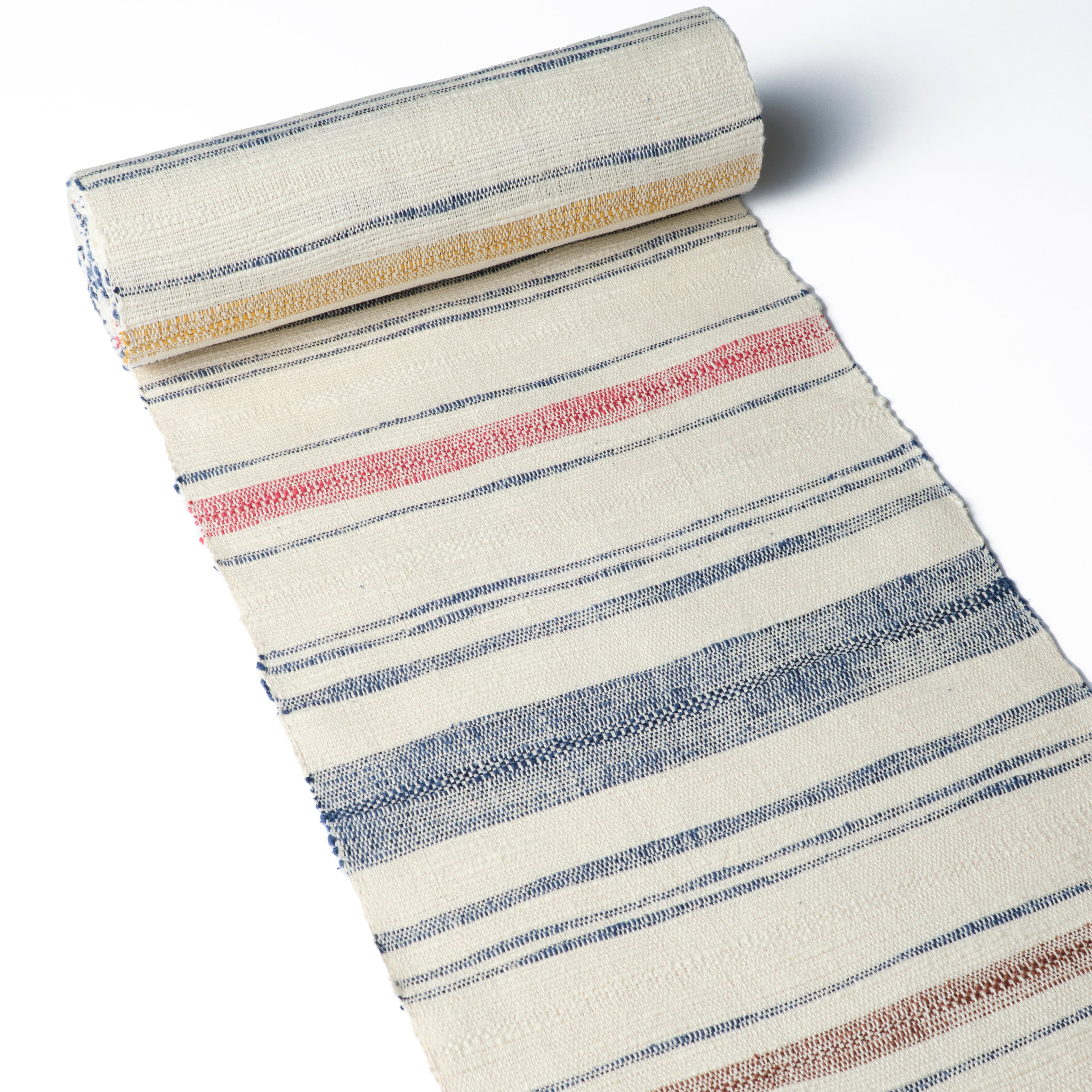 Hassun obi pure silk "Kiryu-ori hand-woven pongee" multi-colored border