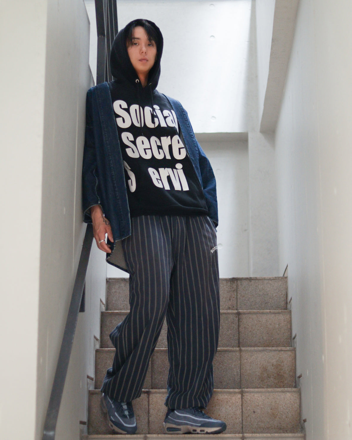 Large Crest Moon and Bat HAORI | Denim Kimono | Haori *Available until sold out