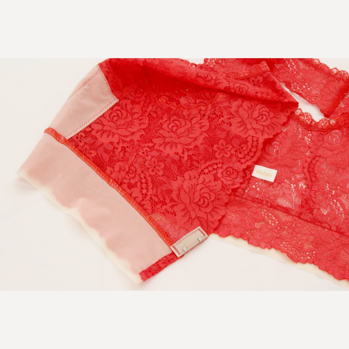 Japanese style bra Wafure "Camellia Bra" White/Red/Mocha