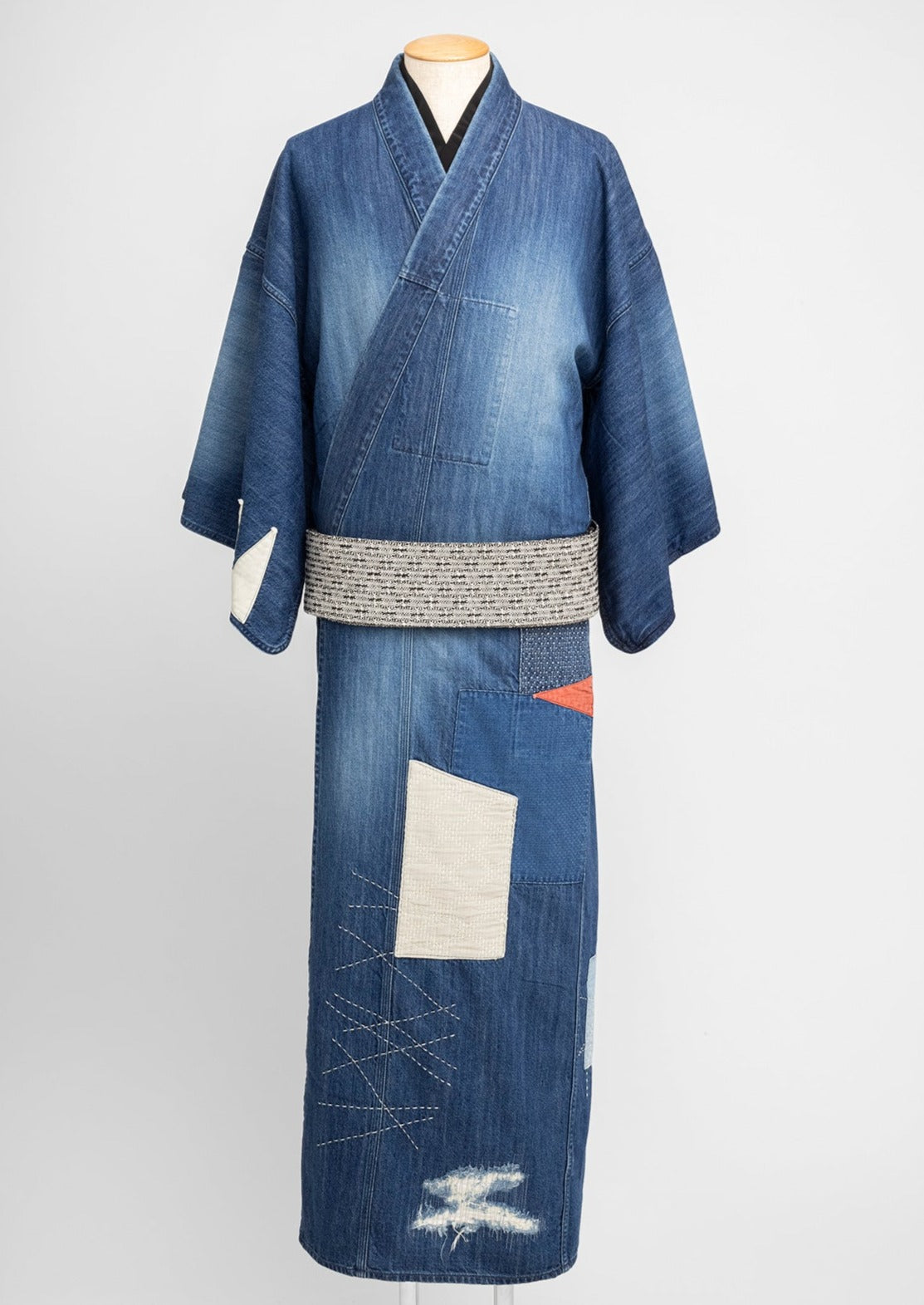 KAPUKI original denim kimono patchwork RED men's