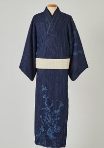 KAPUKI original denim kimono flame pattern men's indigo