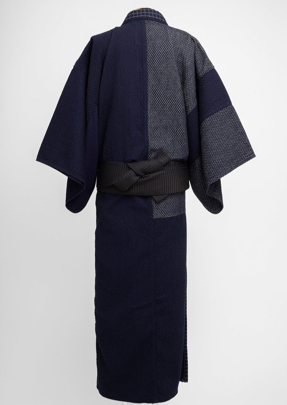 Japanese Tsumugi Kimono Komon Pure Silk Indigo Denim Color