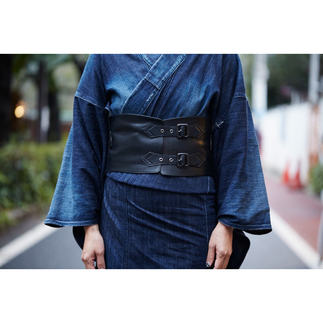 [Immediate delivery available] Obi belt leather "black"