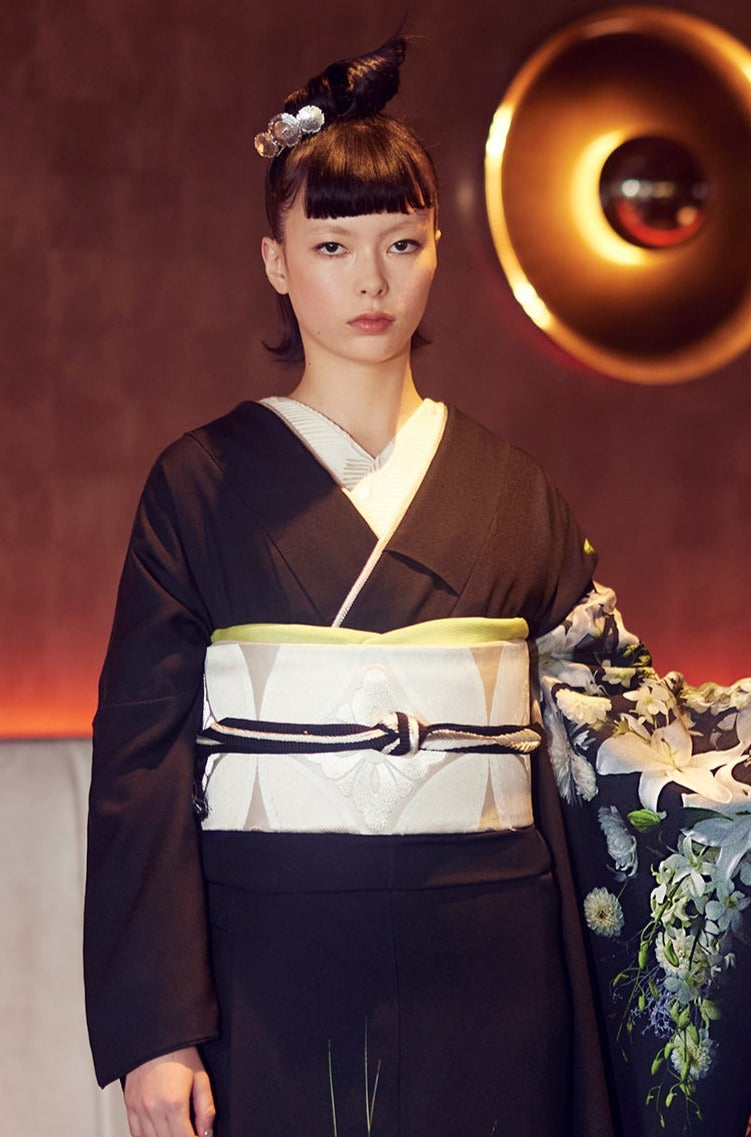 Fukuro obi "Cloisonné white" KAPUKI original: Hakataori | Pure silk (tailoring fee included)