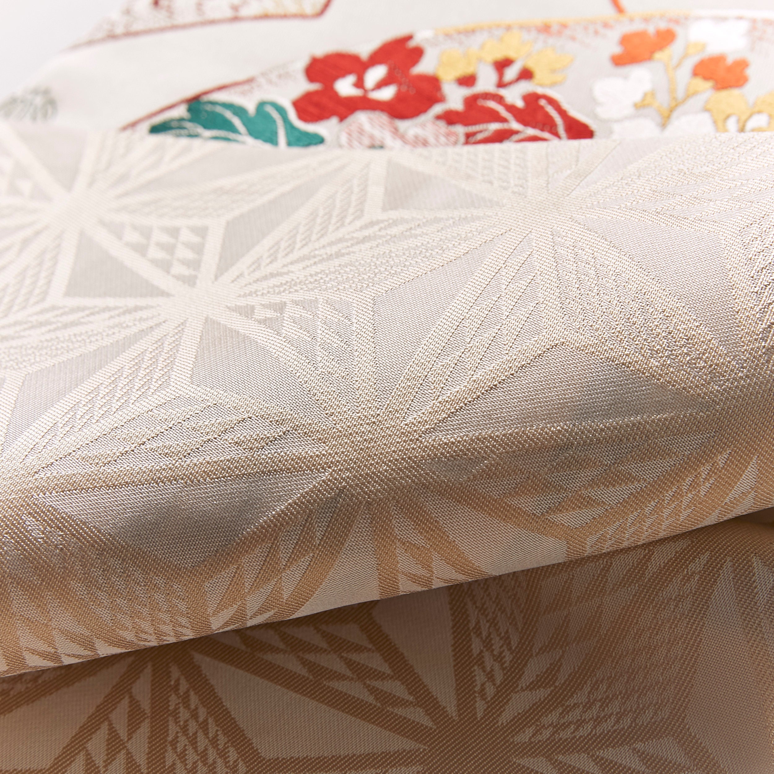 Fukuro obi "Chrysanthemum crane white" KAPUKI original Antique reproduction pattern: Nishijin-ori | Pure silk (as finished)