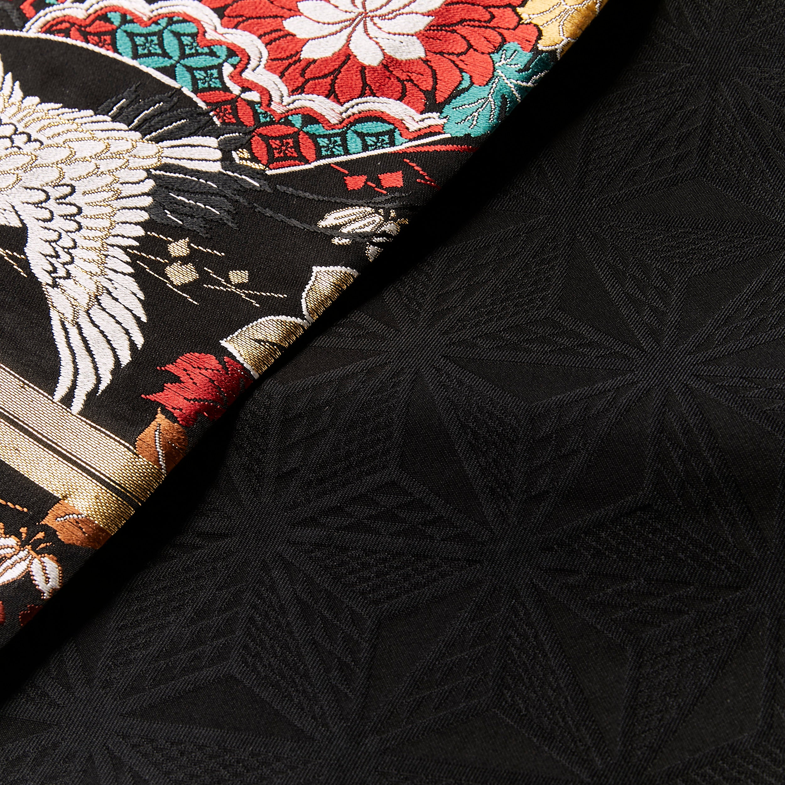 Fukuro obi "Chrysanthemum crane black" KAPUKI original antique reproduction pattern: Nishijin-ori | Pure silk (as finished)