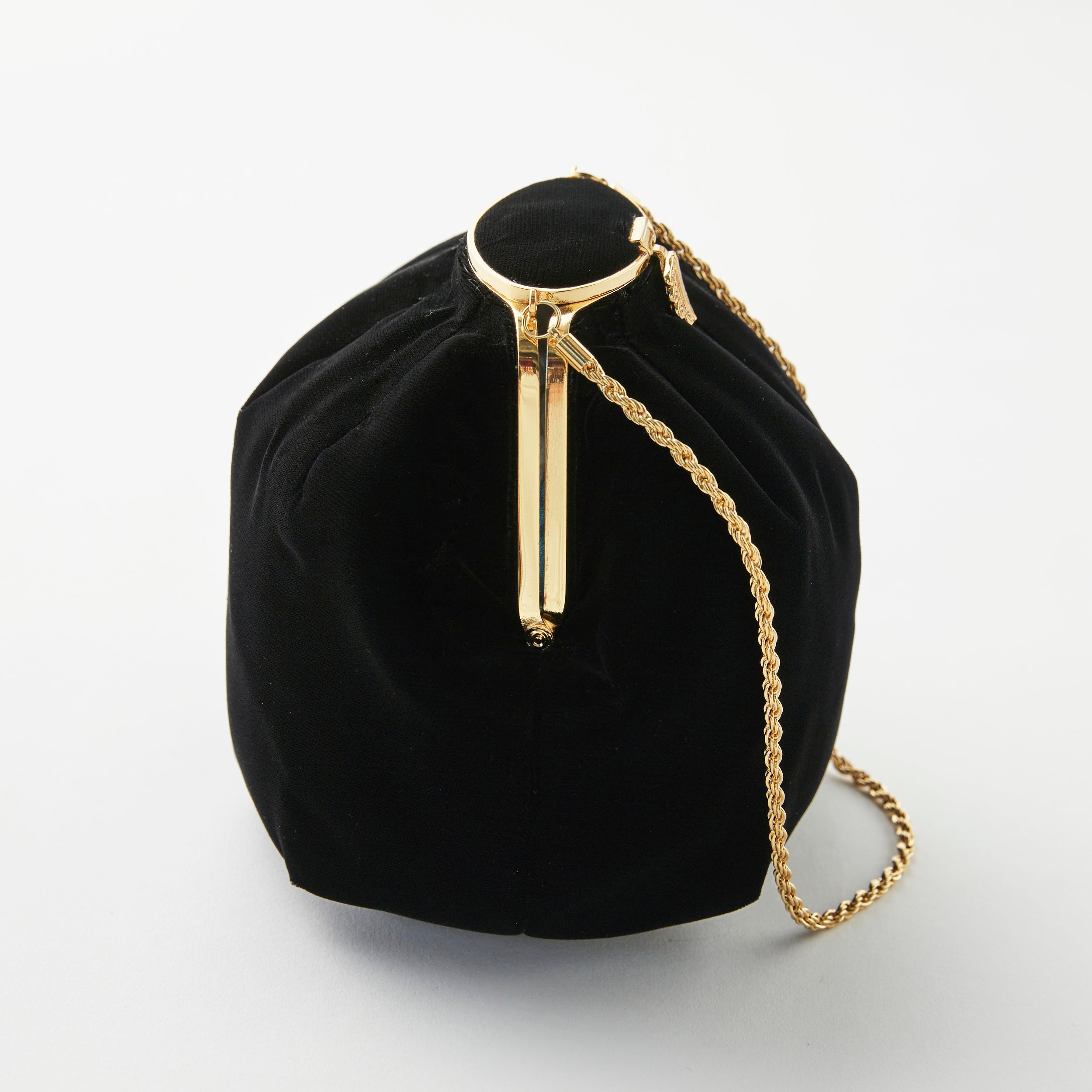 "Round Bag Velvet Black" Japanese Accessories Sakura