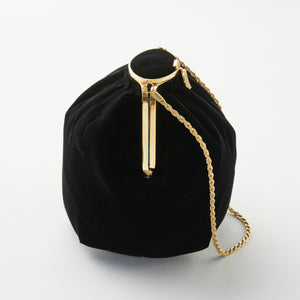Bag Japanese Accessory Sakura "Round Bag Velvet Black"