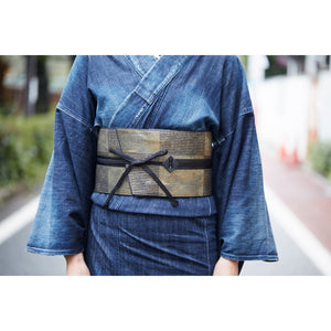 Obi belt Nishijin brocade pure silk “Gold leaf checkered pattern”