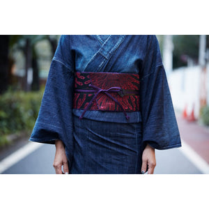 Obi belt Nishijin textile pure silk "red peacock"