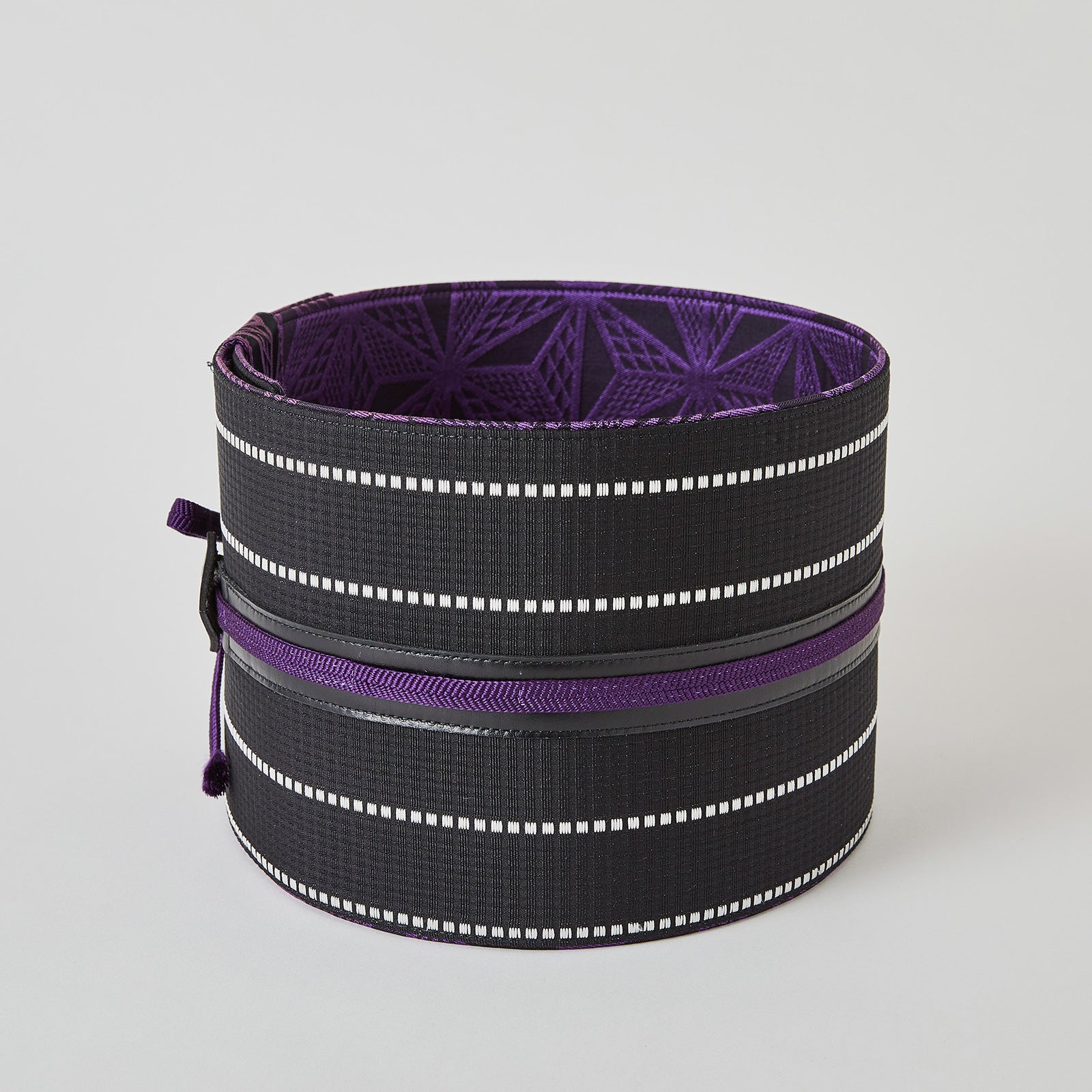 Belt "black horizontal stripes" Hakataori pure silk