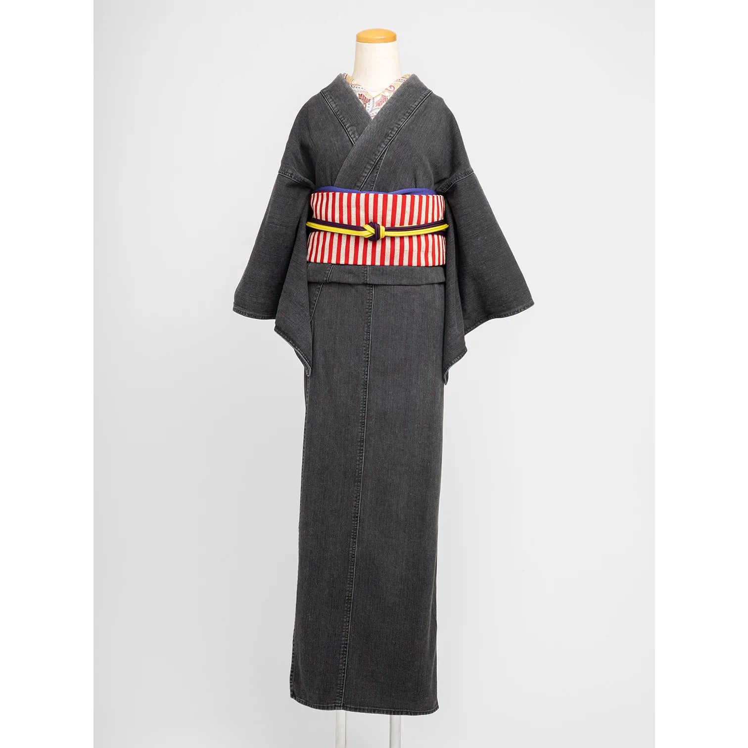 KAPUKI original Nagoya obi 9-inch "sparkling stripes" pure silk antique reproduction pattern