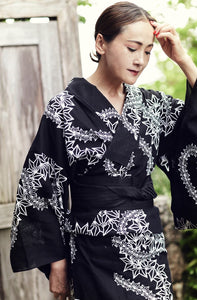 Yukata BAKIBAKI×KAPUKI [BAKI pattern] Black and white