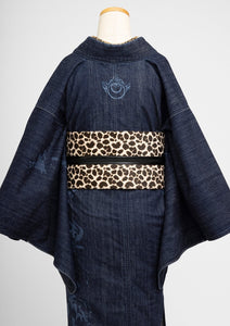 KAPUKI original denim kimono flame pattern ladies indigo