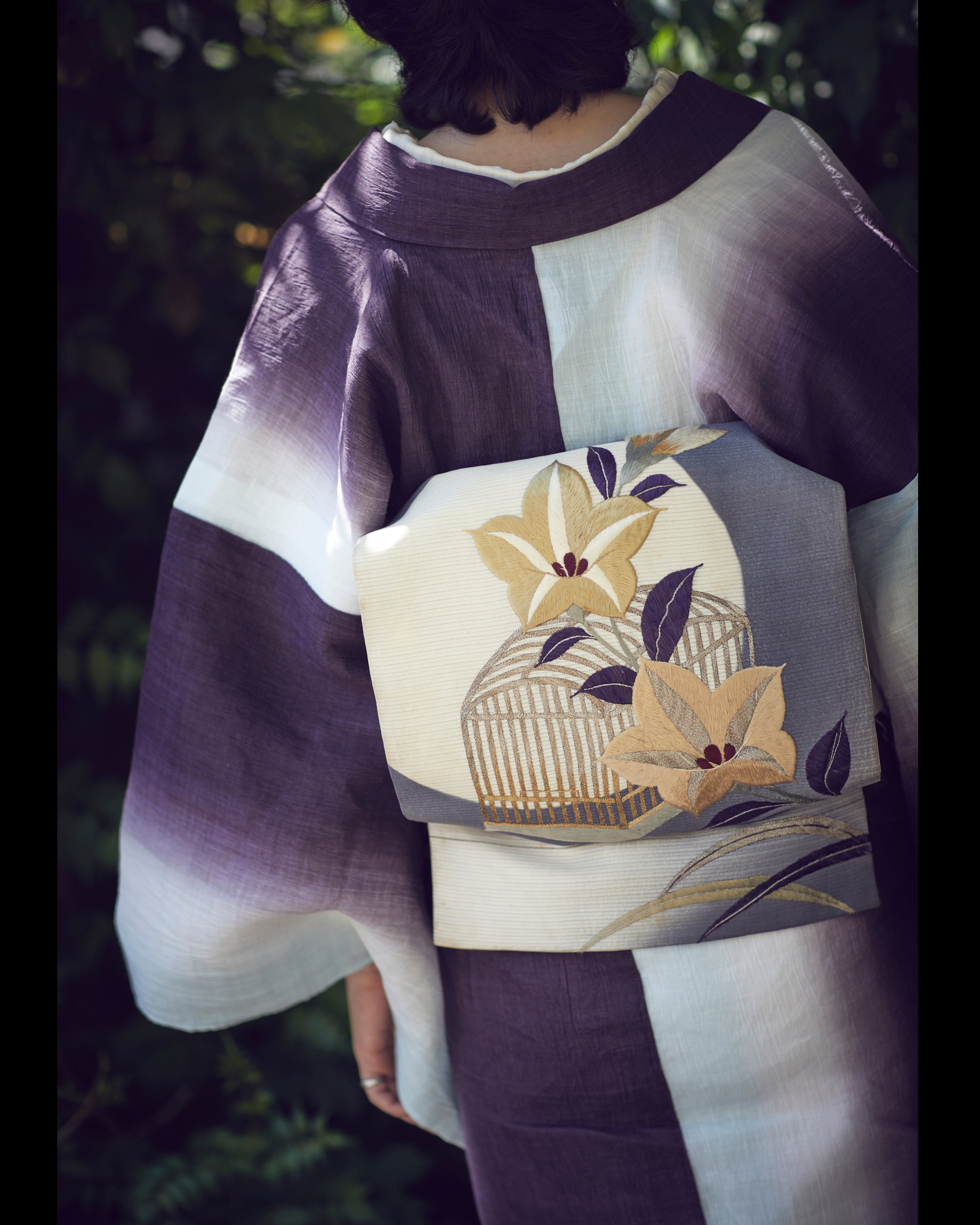 Fabric SLADKY Gradient Omijiji "Light Blue White Purple"