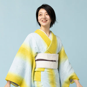 Obi Belt Nishijin Woven Pure Silk "White Basho"