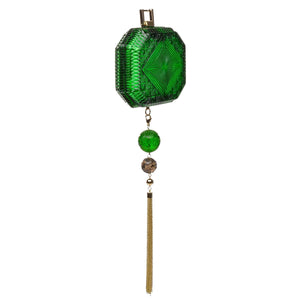 Bag DOUGLASPOON [Hand Carved Octagon Clutch] Emerald Green