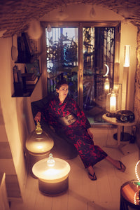 Yukata Hondaya Genbei "Beware of People" Black