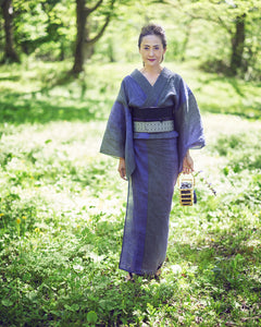 Kimono Omi Chijimi SLADKY Gradation Gray Purple